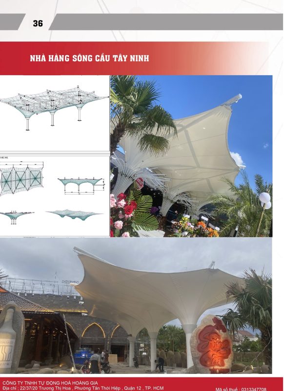 HGMS chuyên thi công Bạt Căng PVDF , Mái che bạt căng,