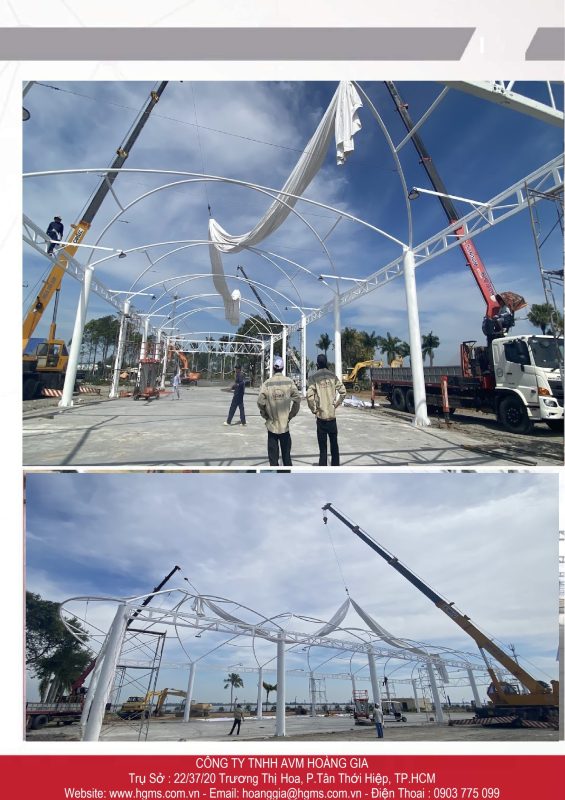 HGMS chuyên thi công Bạt Căng PVDF , Mái che bạt căng,