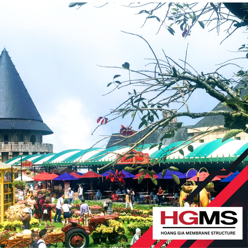 HGMS chuyên thi công Bạt Căng PVDF , Mái che bạt căng,
