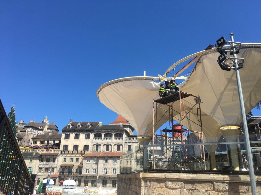 HGMS chuyên thi công Bạt Căng PVDF , Mái che bạt căng,