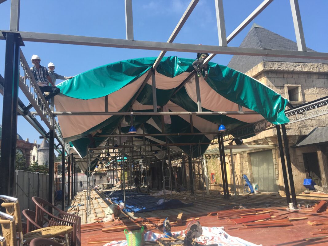 HGMS chuyên thi công Bạt Căng PVDF , Mái che bạt căng,