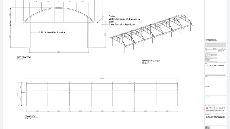 HGMS chuyên thi công Bạt Căng PVDF , Mái che bạt căng,