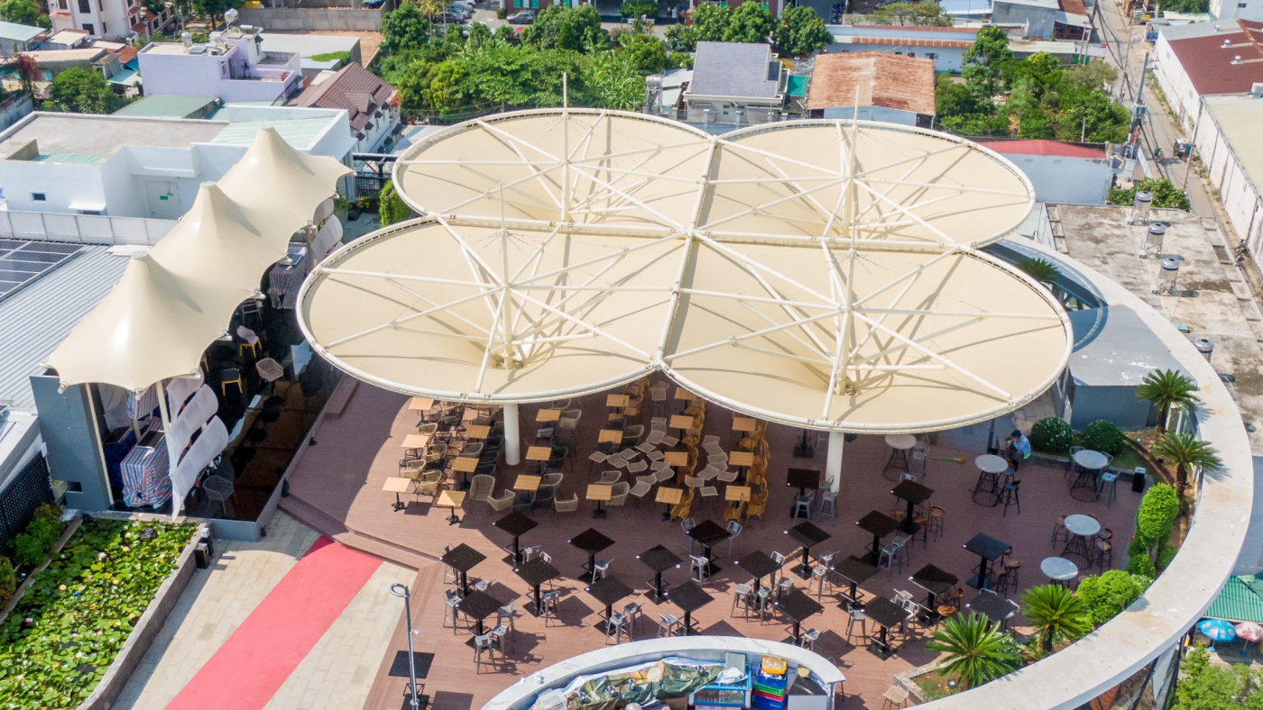 HGMS chuyên thi công Bạt Căng PVDF , Mái che bạt căng,