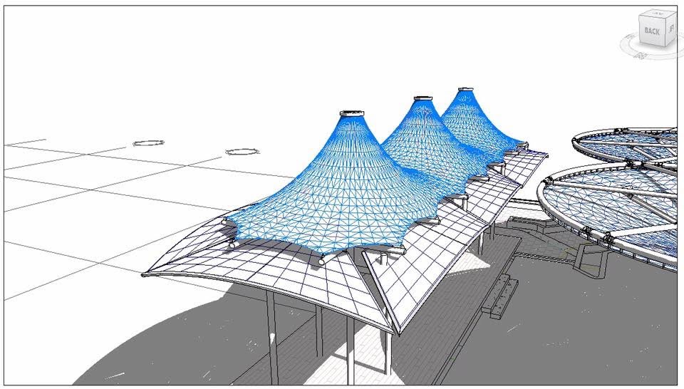 HGMS chuyên thi công Bạt Căng PVDF , Mái che bạt căng,