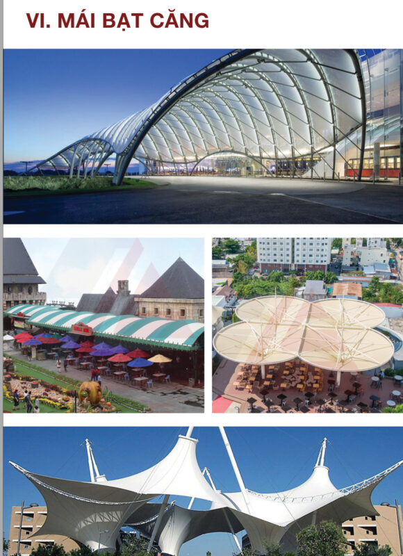 HGMS chuyên thi công Bạt Căng PVDF , Mái che bạt căng,