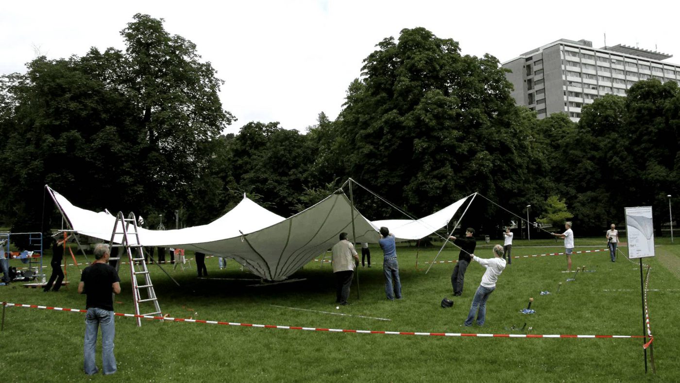 HGMS chuyên thi công Bạt Căng PVDF , Mái che bạt căng,