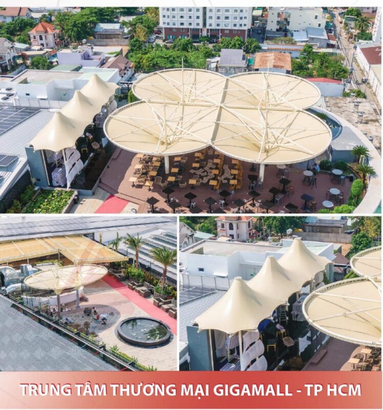 HGMS chuyên thi công Bạt Căng PVDF , Mái che bạt căng,
