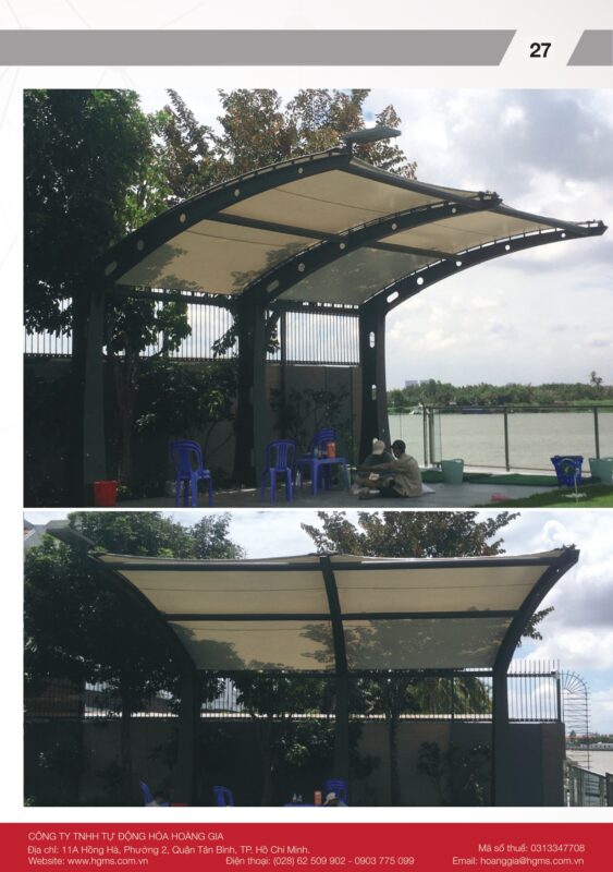 HGMS chuyên thi công Bạt Căng PVDF , Mái che bạt căng,