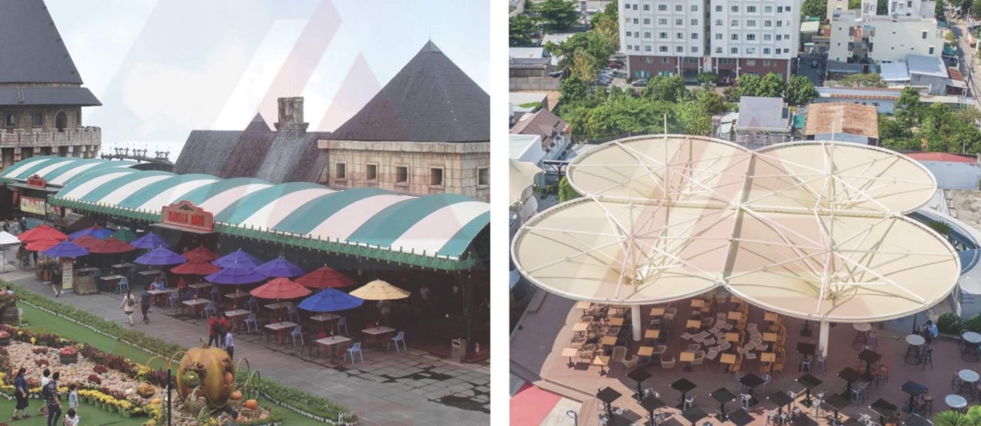 HGMS chuyên thi công Bạt Căng PVDF , Mái che bạt căng,