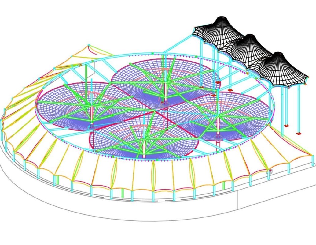 HGMS chuyên thi công Bạt Căng PVDF , Mái che bạt căng,