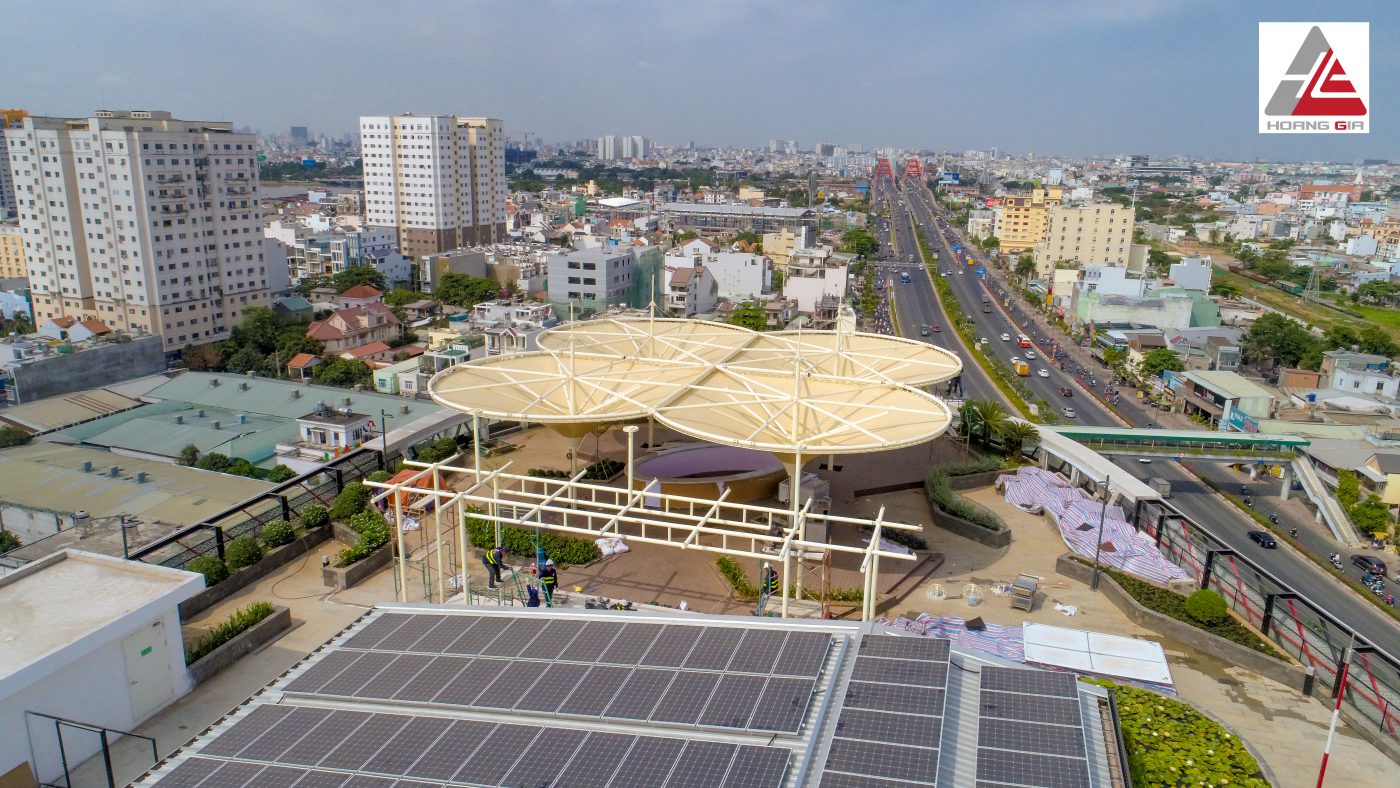 HGMS chuyên thi công Bạt Căng PVDF , Mái che bạt căng,