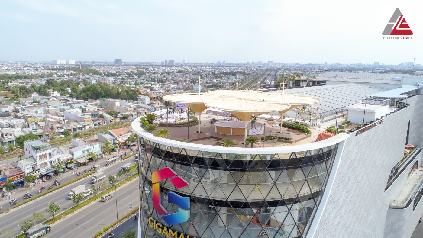 HGMS chuyên thi công Bạt Căng PVDF , Mái che bạt căng,