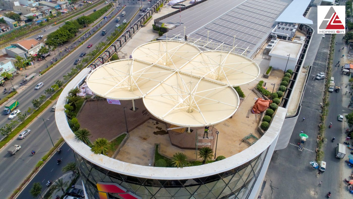 HGMS chuyên thi công Bạt Căng PVDF , Mái che bạt căng,