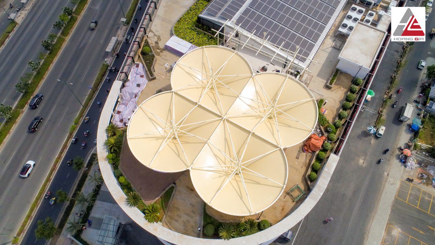 HGMS chuyên thi công Bạt Căng PVDF , Mái che bạt căng,