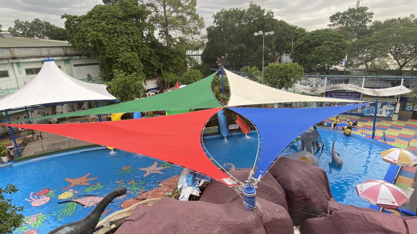 HGMS chuyên thi công Bạt Căng PVDF , Mái che bạt căng,