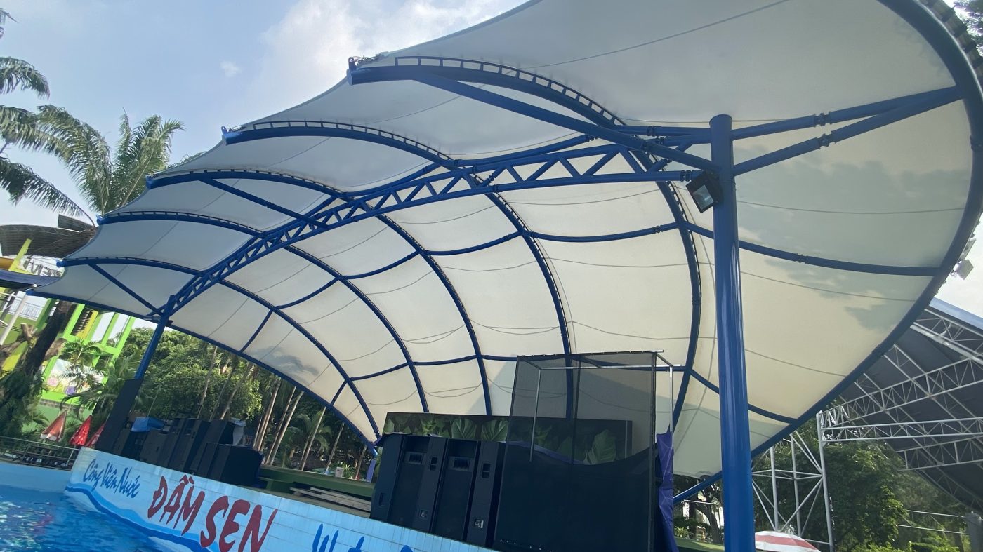 HGMS chuyên thi công Bạt Căng PVDF , Mái che bạt căng,