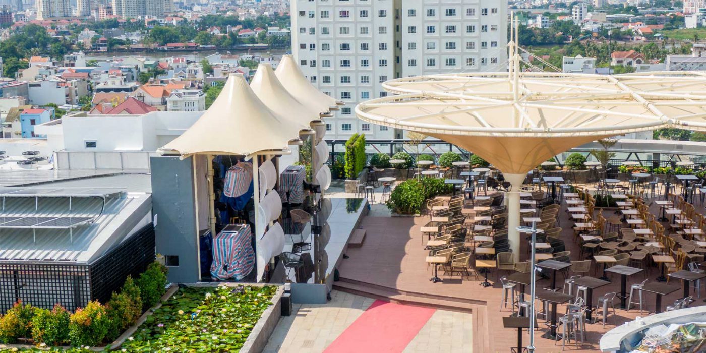 HGMS chuyên thi công Bạt Căng PVDF , Mái che bạt căng,