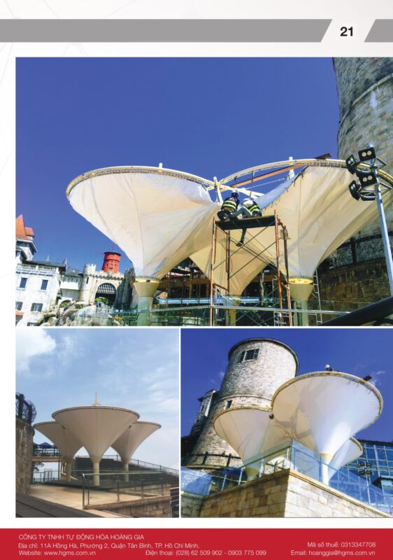 HGMS chuyên thi công Bạt Căng PVDF , Mái che bạt căng,