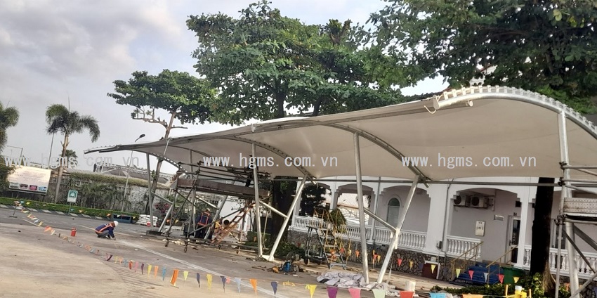 HGMS chuyên thi công Bạt Căng PVDF , Mái che bạt căng,