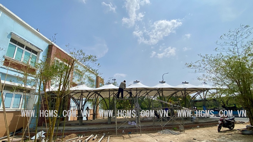 HGMS chuyên thi công Bạt Căng PVDF , Mái che bạt căng,