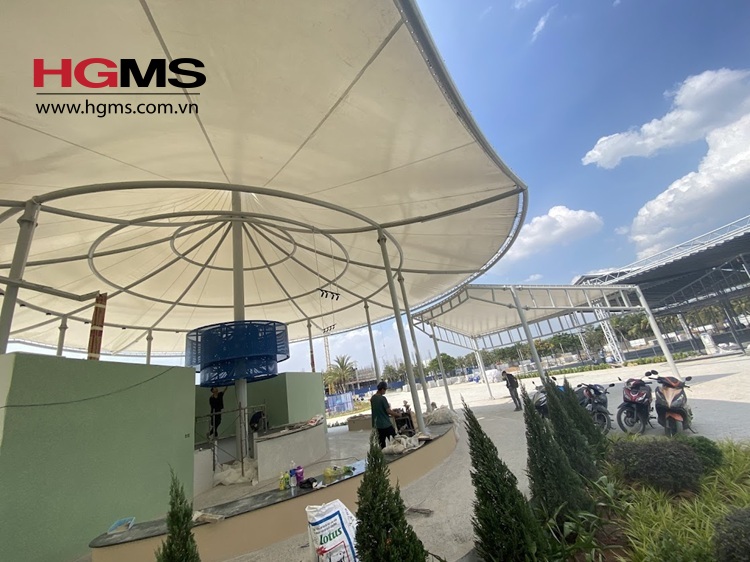 HGMS chuyên thi công Bạt Căng PVDF , Mái che bạt căng,