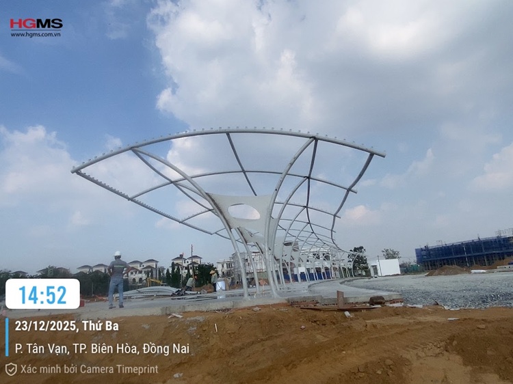 HGMS chuyên thi công Bạt Căng PVDF , Mái che bạt căng,