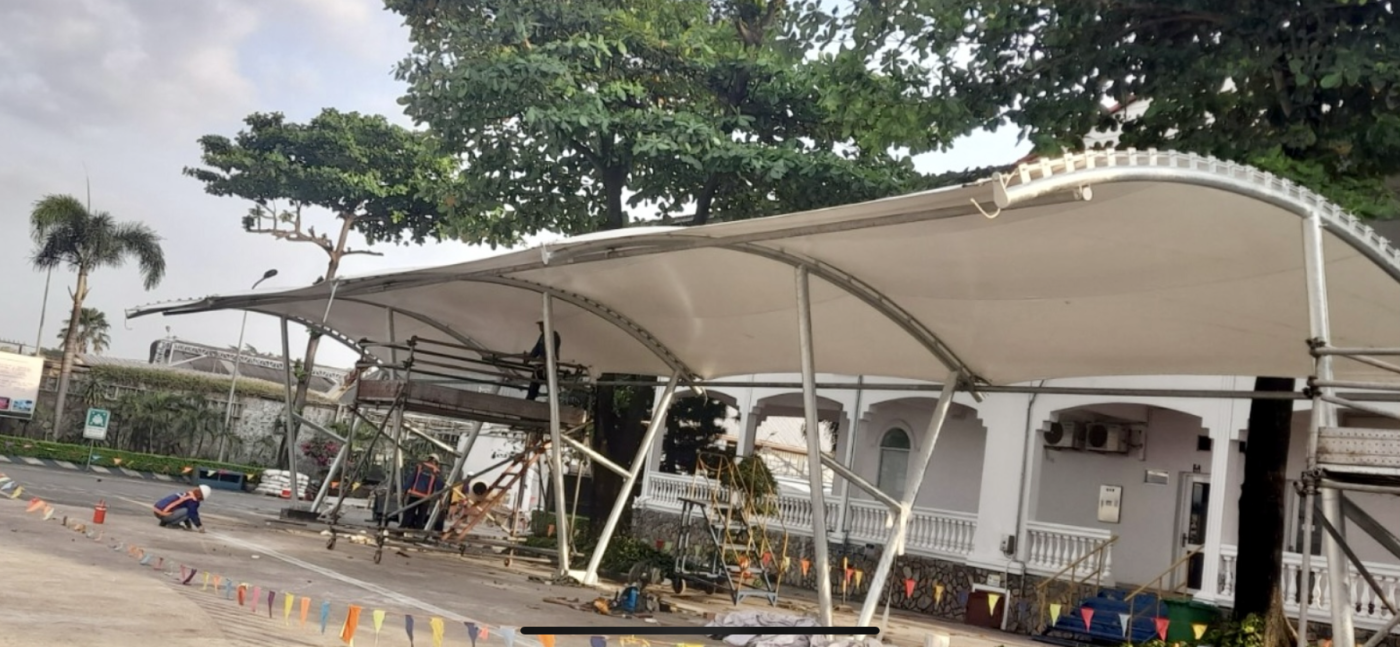 HGMS chuyên thi công Bạt Căng PVDF , Mái che bạt căng,