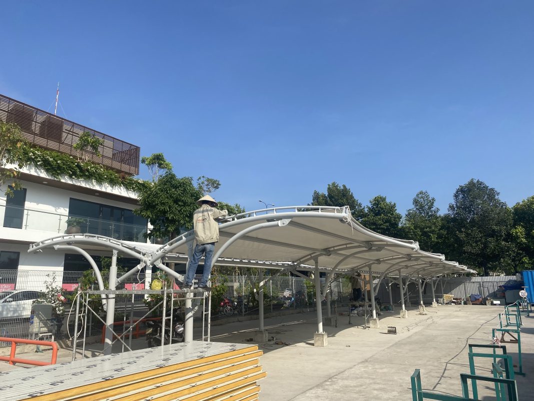 HGMS chuyên thi công Bạt Căng PVDF , Mái che bạt căng,