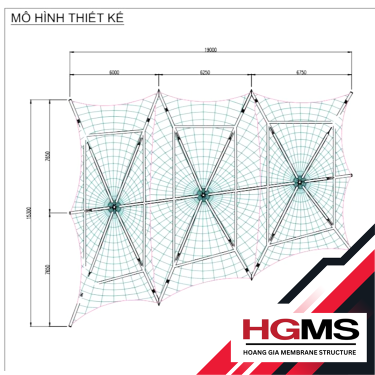 HGMS chuyên thi công Bạt Căng PVDF , Mái che bạt căng,
