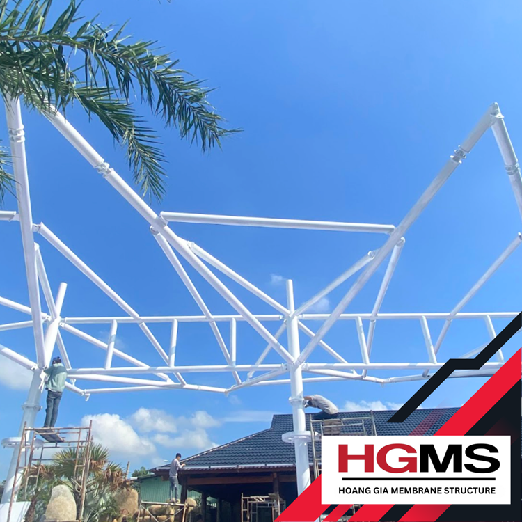 HGMS chuyên thi công Bạt Căng PVDF , Mái che bạt căng,