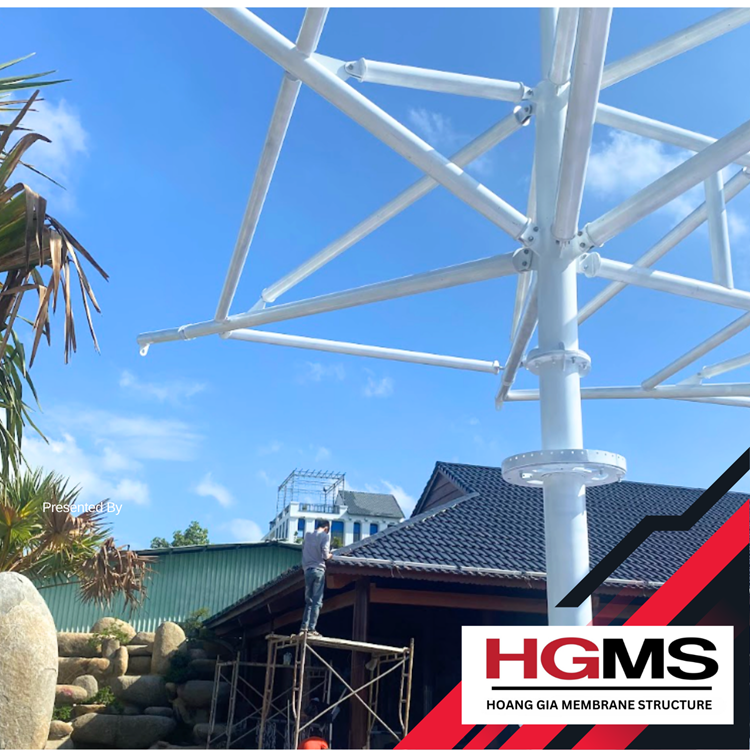 HGMS chuyên thi công Bạt Căng PVDF , Mái che bạt căng,