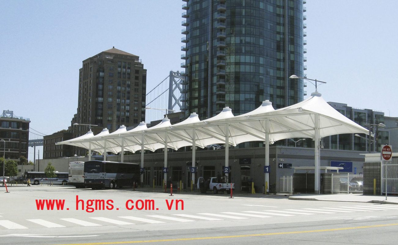 HGMS chuyên thi công Bạt Căng PVDF , Mái che bạt căng,