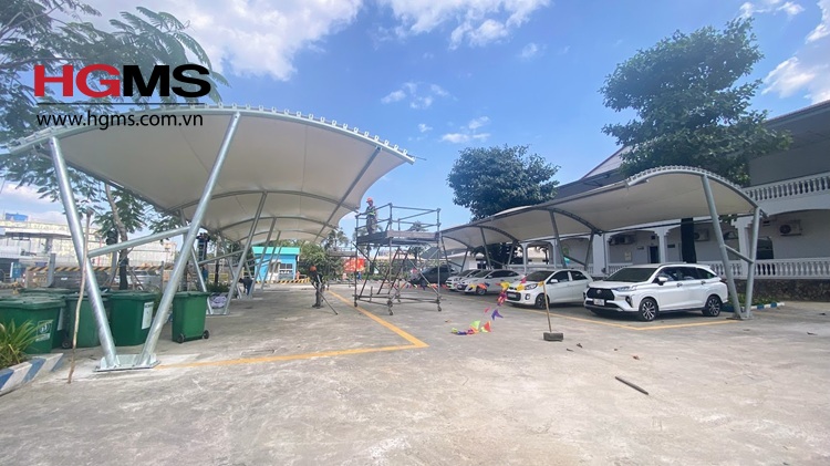 HGMS chuyên thi công Bạt Căng PVDF , Mái che bạt căng,