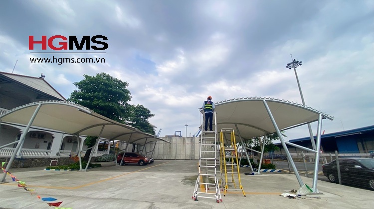 HGMS chuyên thi công Bạt Căng PVDF , Mái che bạt căng,
