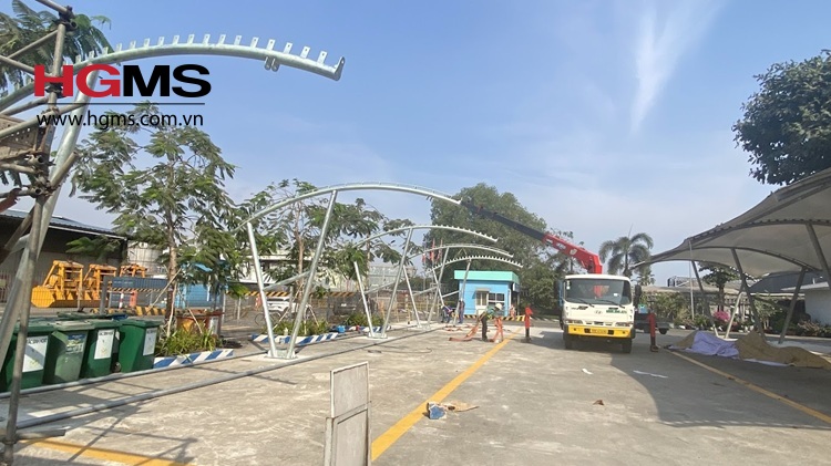 HGMS chuyên thi công Bạt Căng PVDF , Mái che bạt căng,
