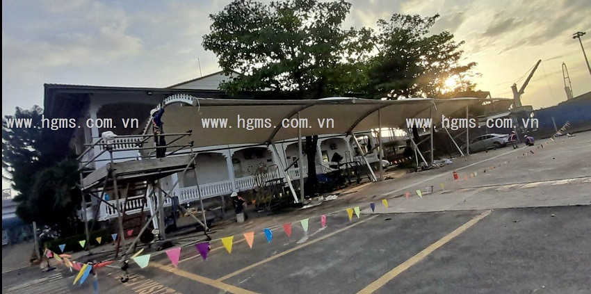 HGMS chuyên thi công Bạt Căng PVDF , Mái che bạt căng,