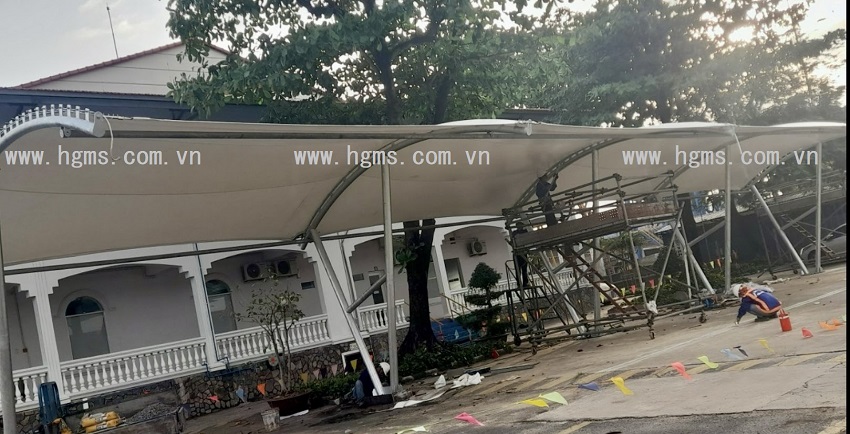 HGMS chuyên thi công Bạt Căng PVDF , Mái che bạt căng,