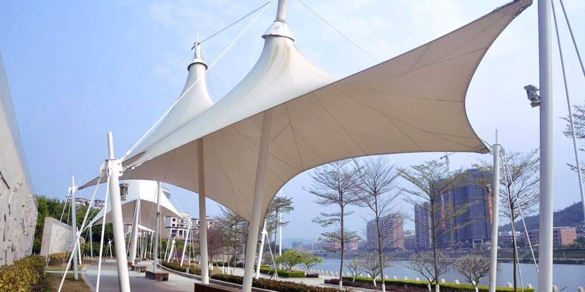 HGMS chuyên thi công Bạt Căng PVDF , Mái che bạt căng,