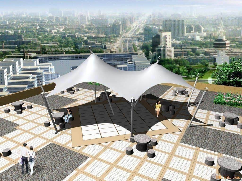 HGMS chuyên thi công Bạt Căng PVDF , Mái che bạt căng,