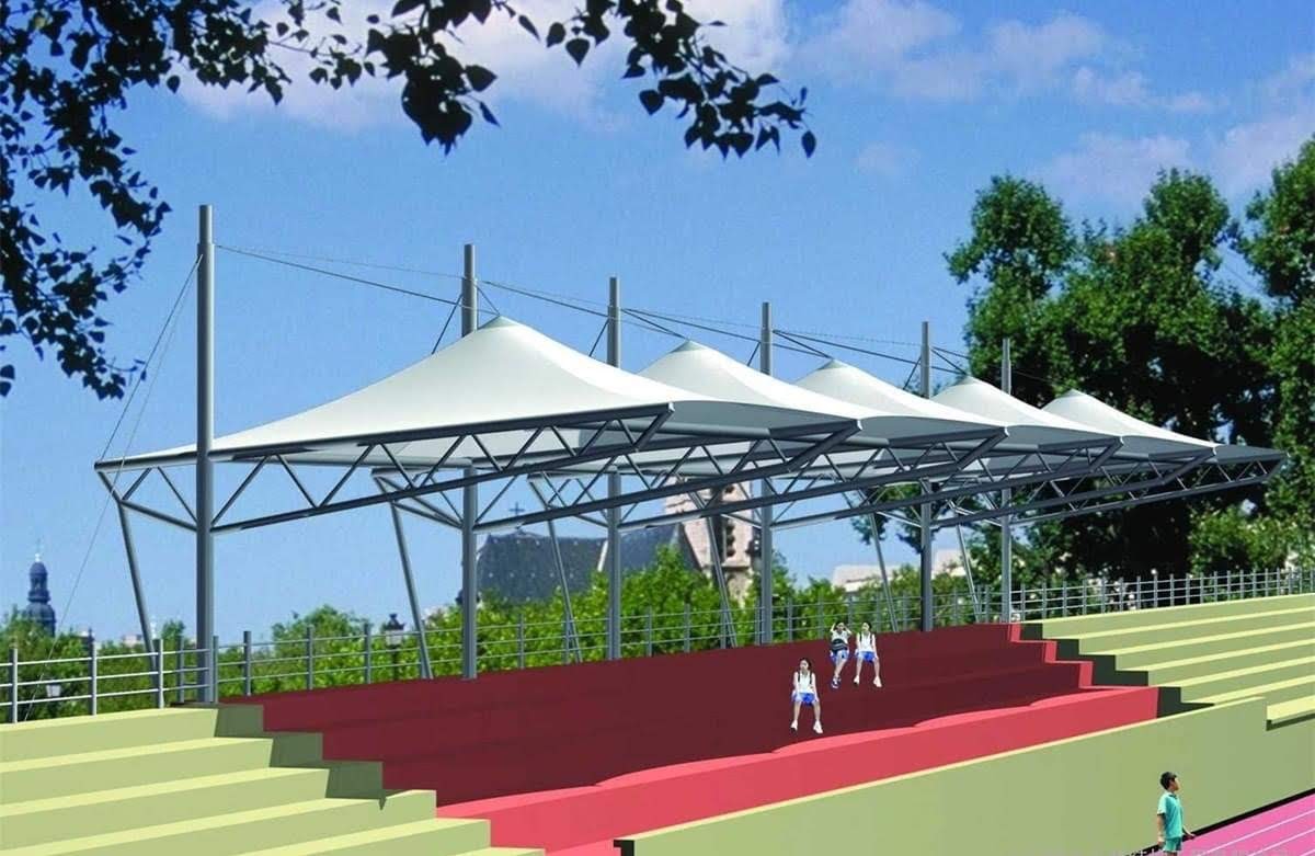 HGMS chuyên thi công Bạt Căng PVDF , Mái che bạt căng,