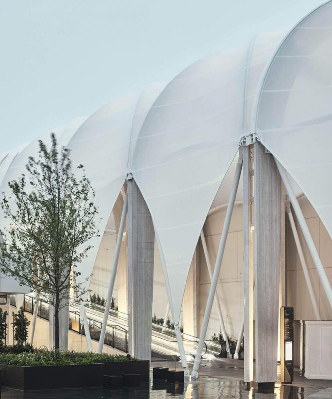 HGMS chuyên thi công Bạt Căng PVDF , Mái che bạt căng,