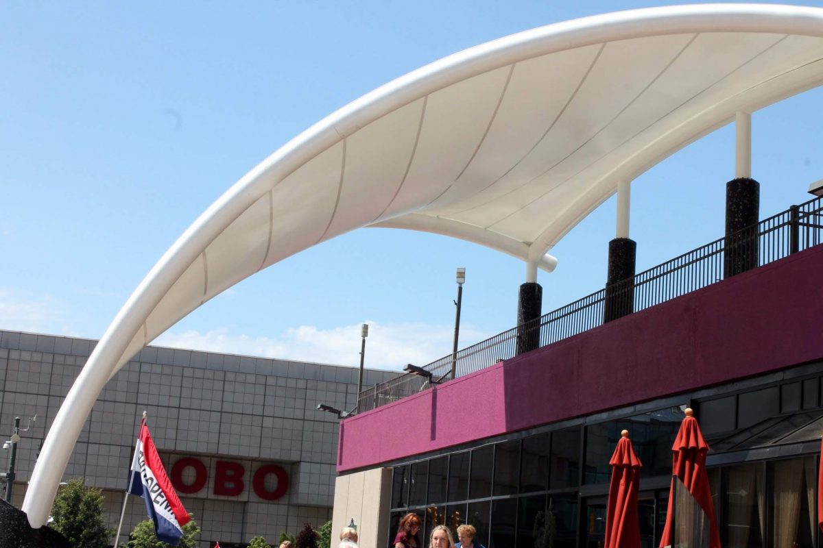 HGMS chuyên thi công Bạt Căng PVDF , Mái che bạt căng,