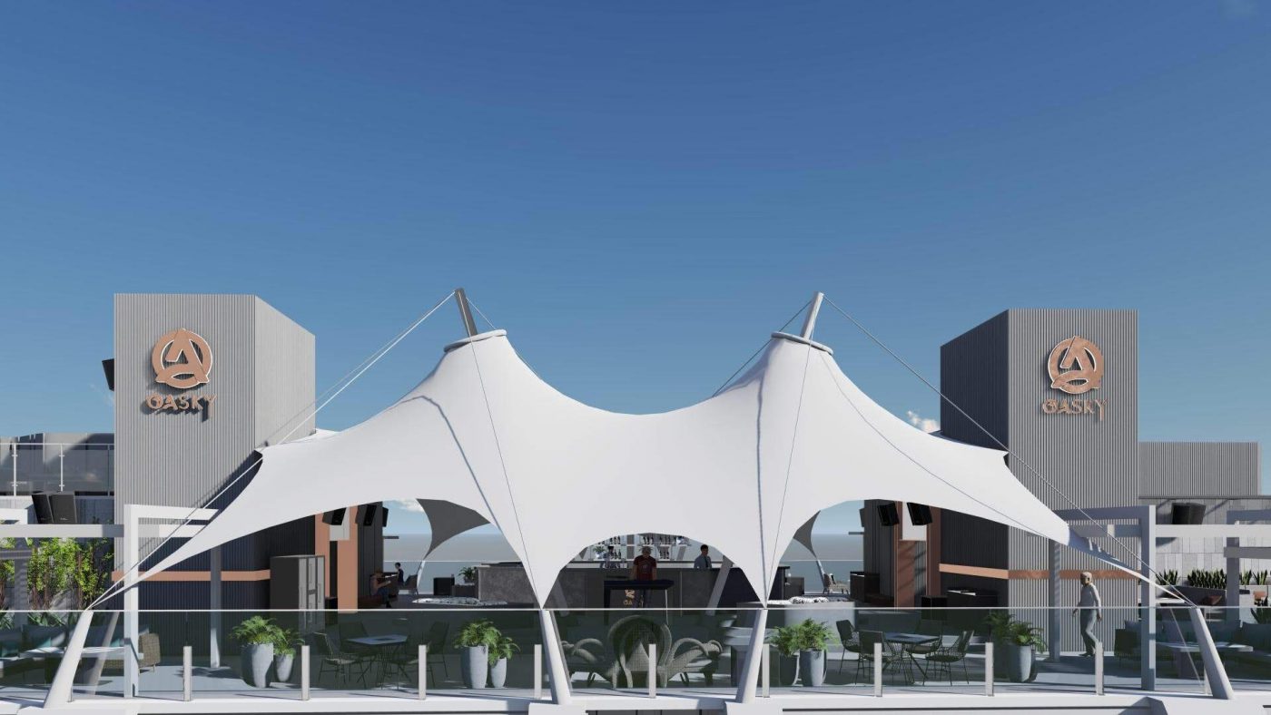 HGMS chuyên thi công Bạt Căng PVDF , Mái che bạt căng,