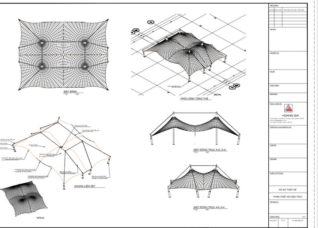 HGMS chuyên thi công Bạt Căng PVDF , Mái che bạt căng,