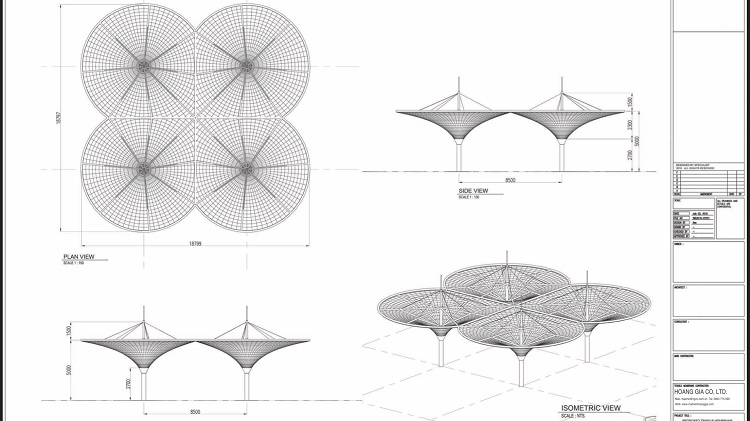 HGMS chuyên thi công Bạt Căng PVDF , Mái che bạt căng,