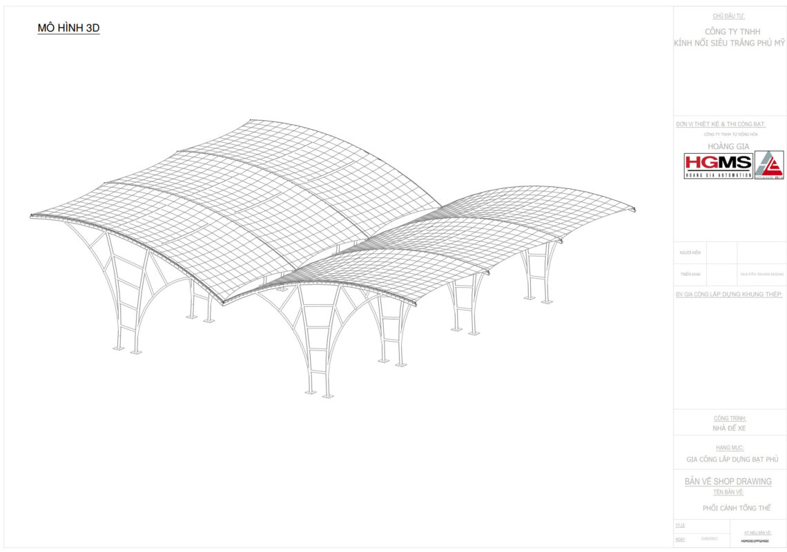 HGMS chuyên thi công Bạt Căng PVDF , Mái che bạt căng,