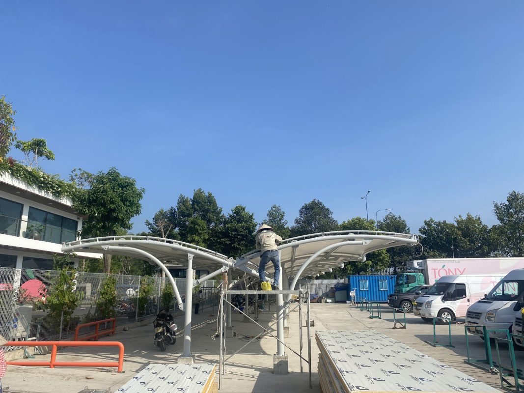 HGMS chuyên thi công Bạt Căng PVDF , Mái che bạt căng,