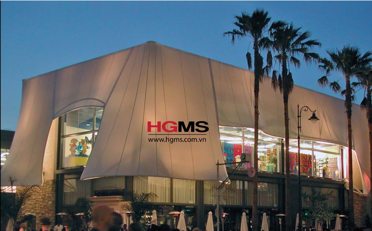 HGMS chuyên thi công Bạt Căng PVDF , Mái che bạt căng,