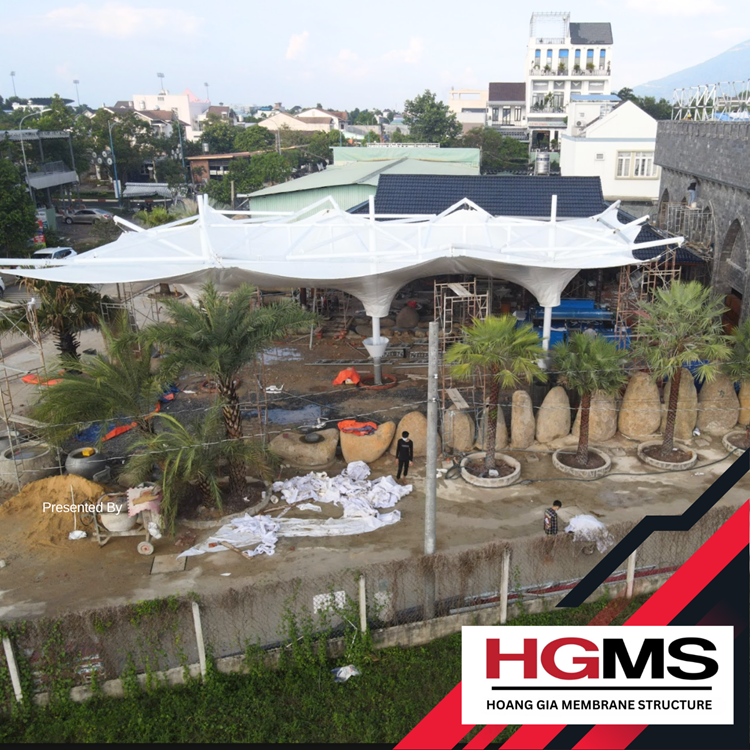 HGMS chuyên thi công Bạt Căng PVDF , Mái che bạt căng,