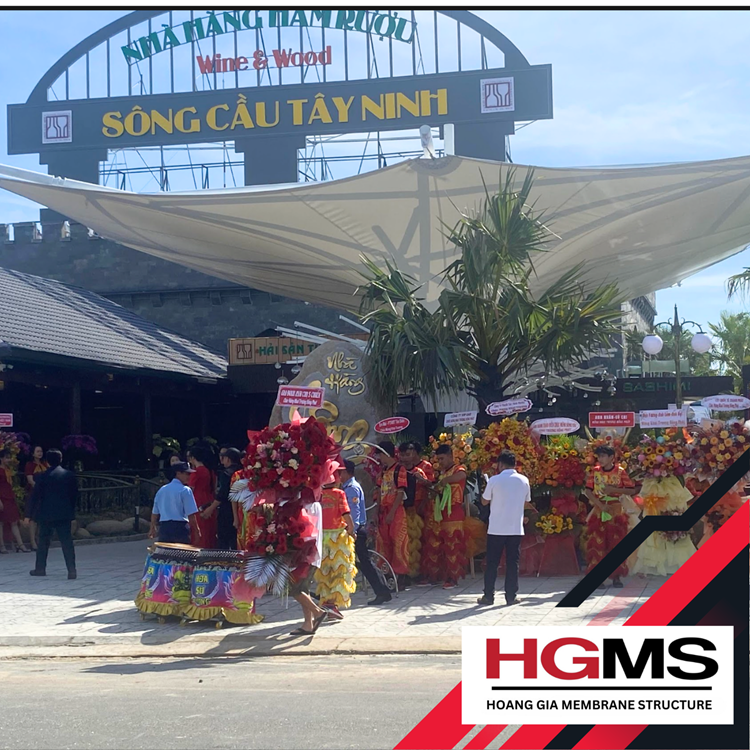 HGMS chuyên thi công Bạt Căng PVDF , Mái che bạt căng,